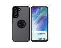 Funda Mate con Borde Negro y Anillo Giratorio 360 para Samsung Galaxy S21 FE 5G