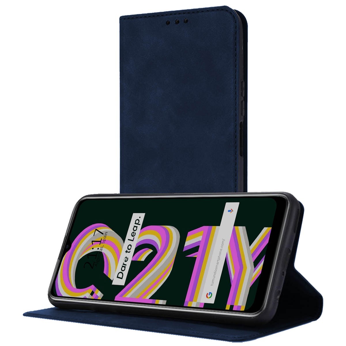 Funda Polipiel con tarjetero para Realme C21Y / C25Y color Azul