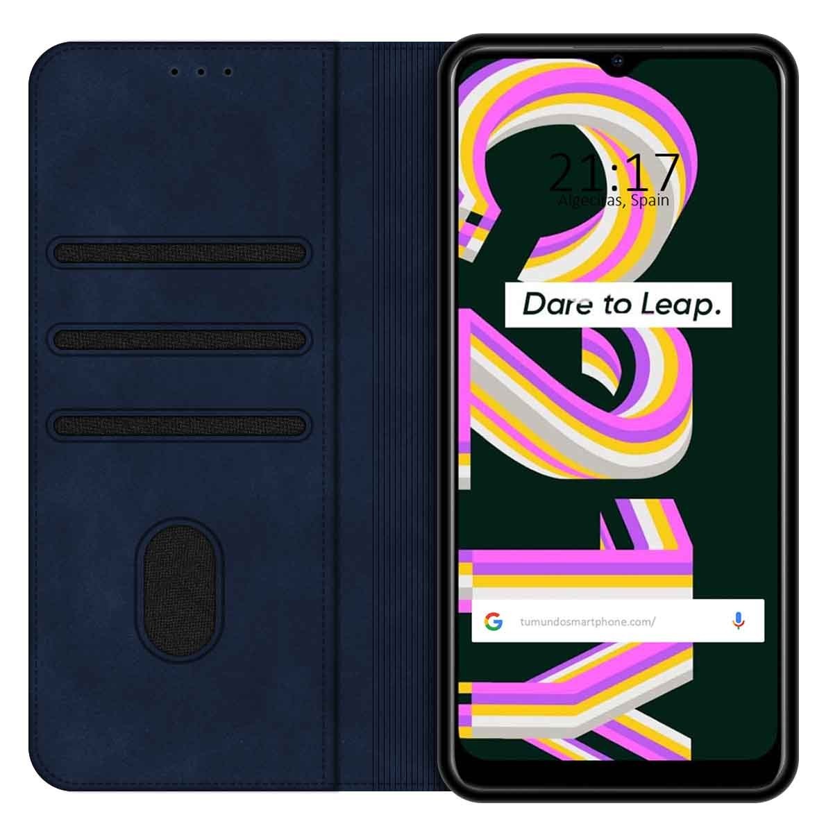 Funda Polipiel con tarjetero para Realme C21Y / C25Y color Azul