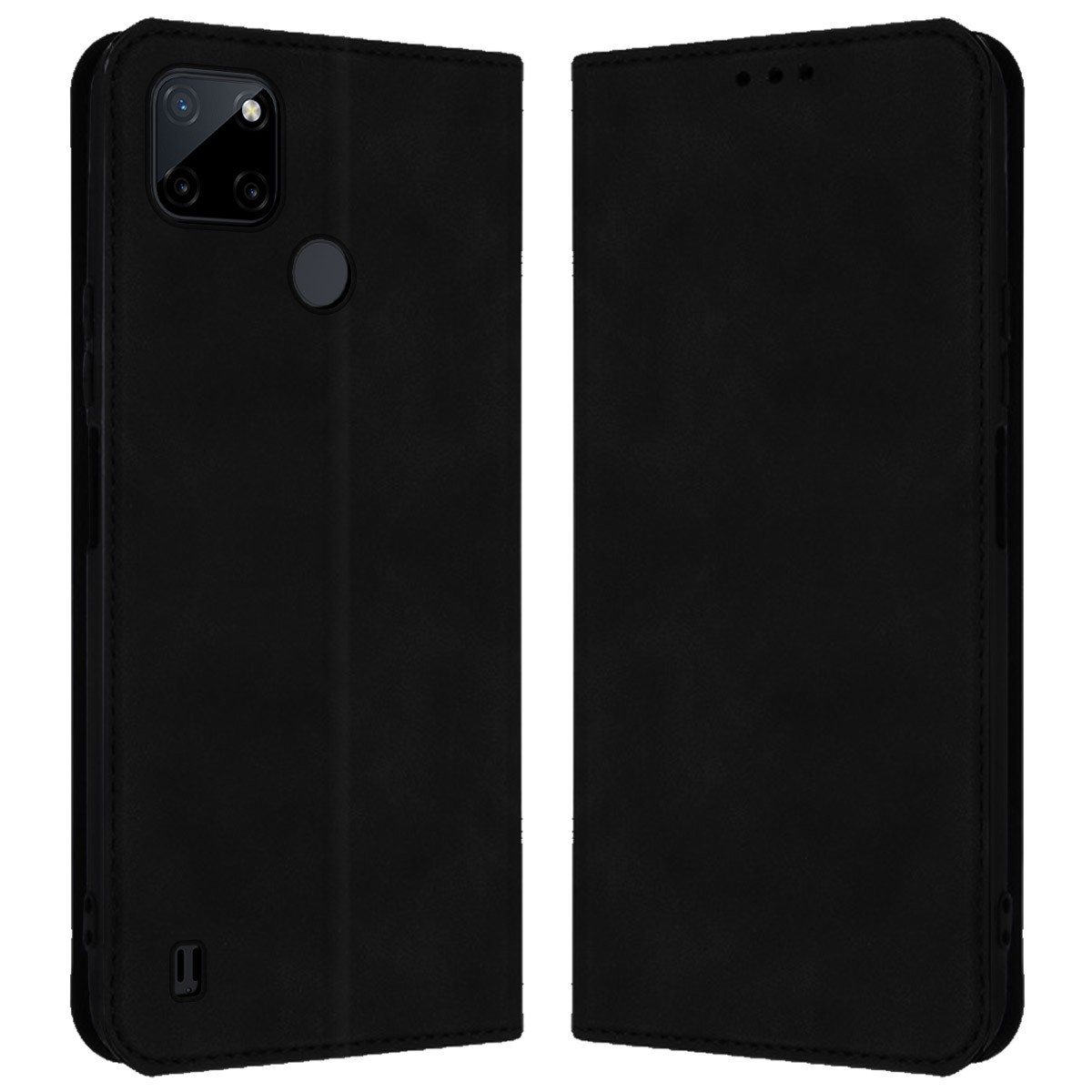 Funda Polipiel con tarjetero para Realme C21Y / C25Y color Negra