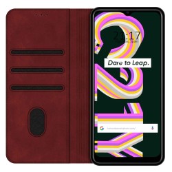 Funda Polipiel con tarjetero para Realme C21Y / C25Y color Roja 2