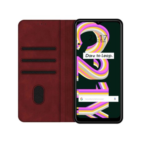 Funda Polipiel con tarjetero para Realme C21Y / C25Y color Roja