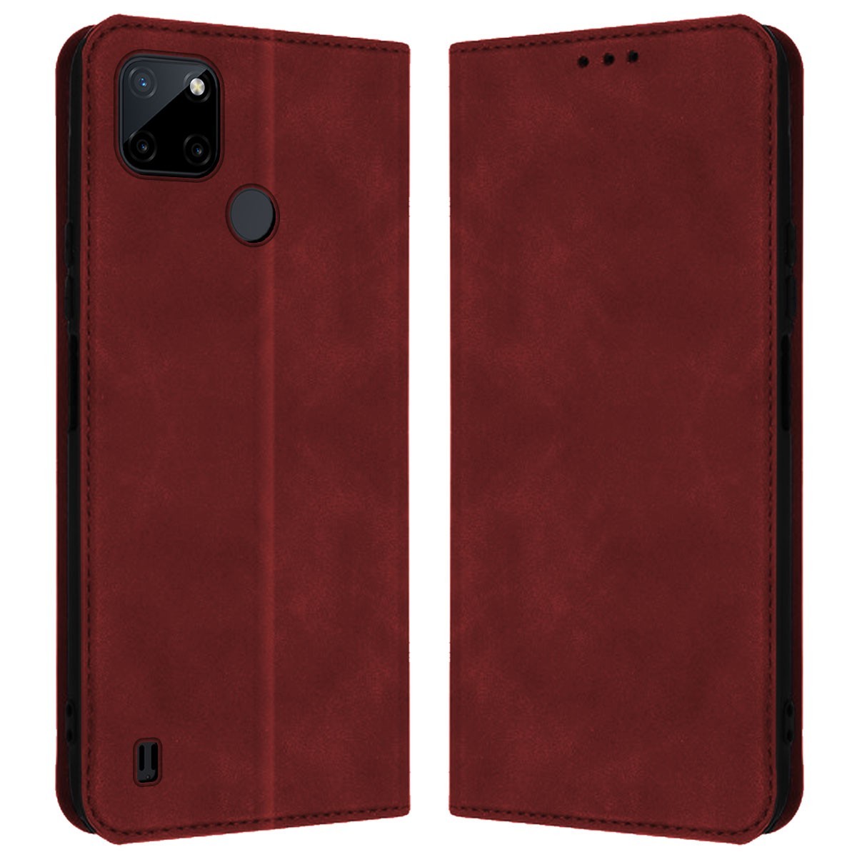 Funda Polipiel con tarjetero para Realme C21Y / C25Y color Roja