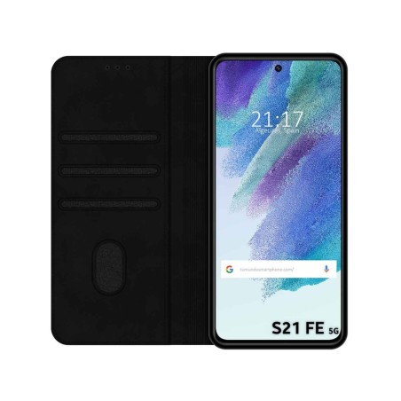 Funda Polipiel con tarjetero para Samsung Galaxy S21 FE 5G color Negra