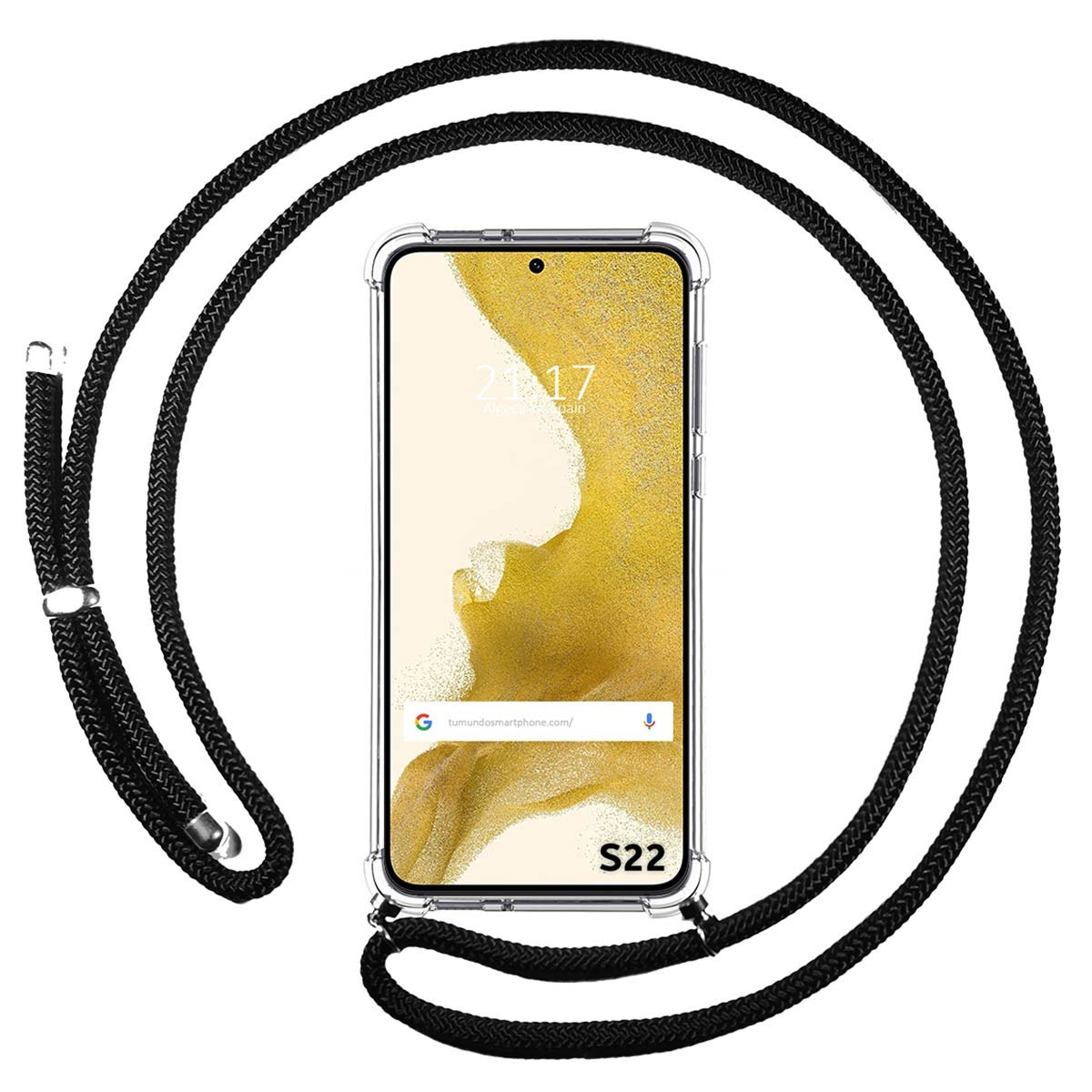 Funda Colgante Transparente para Samsung Galaxy S22 5G con Cordon Negro