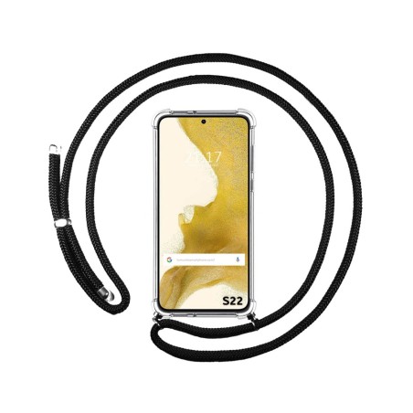 Funda Colgante Transparente para Samsung Galaxy S22 5G con Cordon Negro