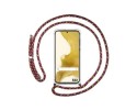 Funda Colgante Transparente para Samsung Galaxy S22 5G con Cordon Rosa / Dorado
