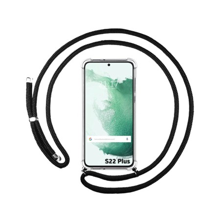 Funda Colgante Transparente para Samsung Galaxy S22 Plus 5G con Cordon Negro