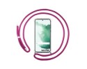 Funda Colgante Transparente para Samsung Galaxy S22 Plus 5G con Cordon Rosa Fucsia