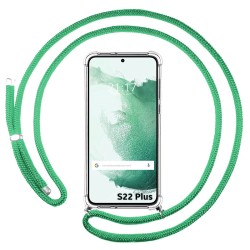 Funda Colgante Transparente para Samsung Galaxy S22 Plus 5G con Cordon Verde Agua