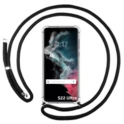 Funda Colgante Transparente para Samsung Galaxy S22 Ultra 5G con Cordon Negro