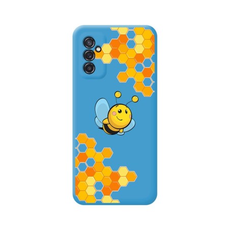 Funda Silicona Líquida Azul para Samsung Galaxy M52 5G diseño Abeja Dibujos