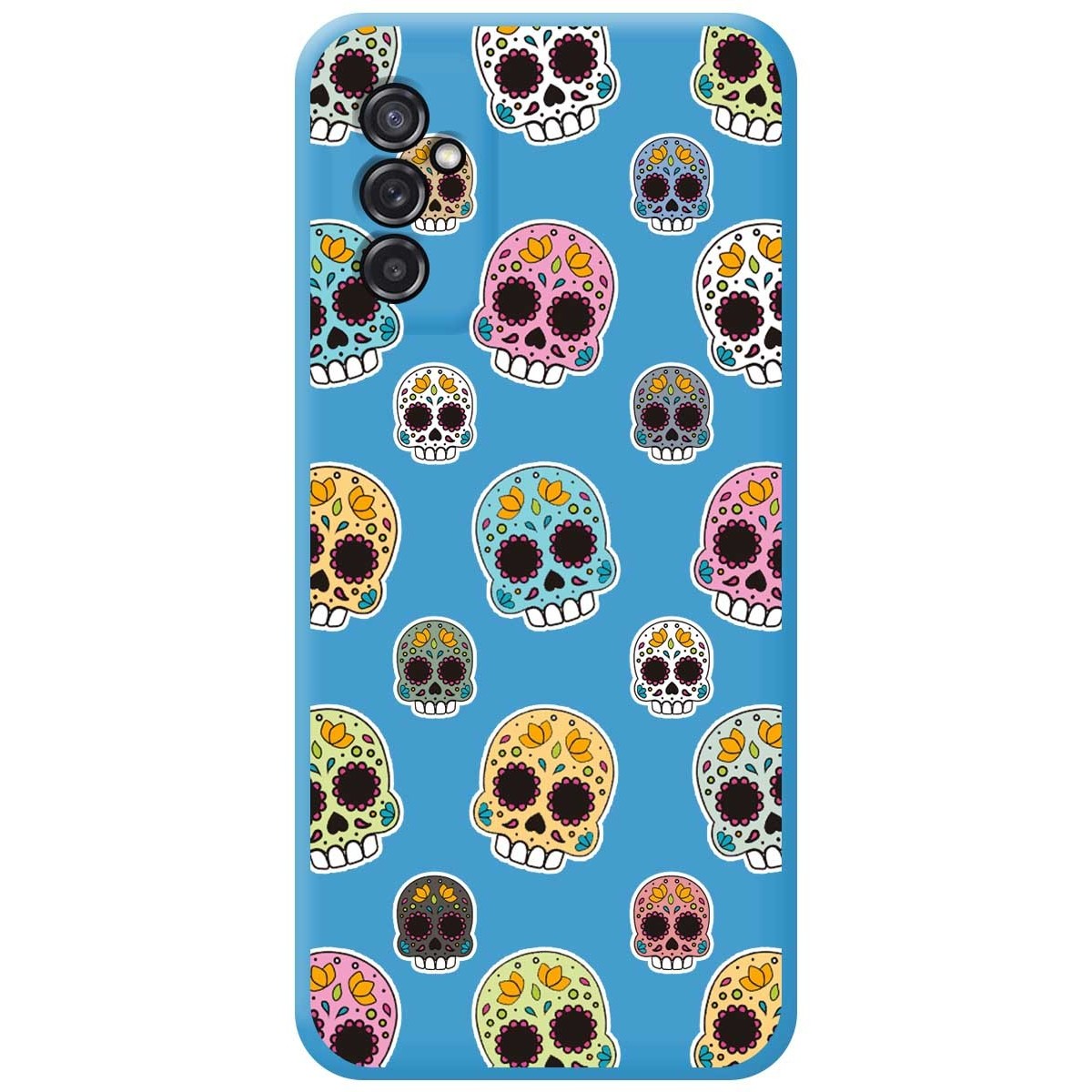 Funda Silicona Líquida Azul para Samsung Galaxy M52 5G diseño Catrina Dibujos
