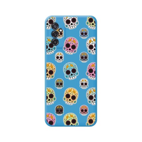 Funda Silicona Líquida Azul para Samsung Galaxy M52 5G diseño Catrina Dibujos