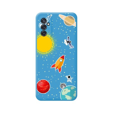 Funda Silicona Líquida Azul para Samsung Galaxy M52 5G diseño Espacio Dibujos