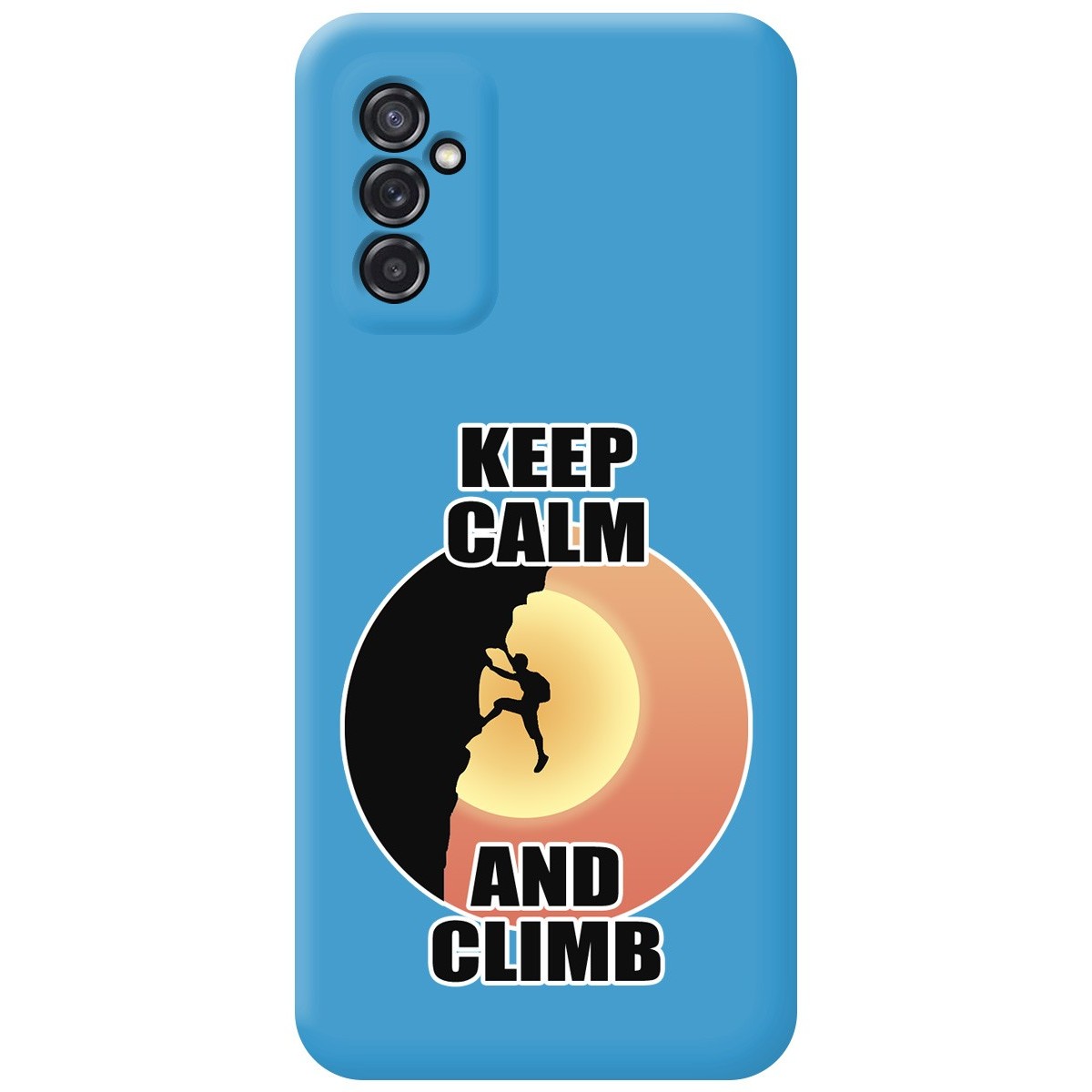 Funda Silicona Líquida Azul para Samsung Galaxy M52 5G diseño Hombre Escalada Dibujos