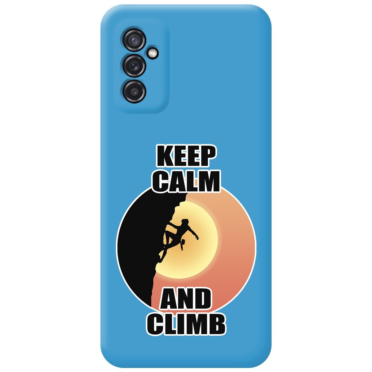 Funda Silicona Líquida Azul para Samsung Galaxy M52 5G diseño Mujer Escalada Dibujos