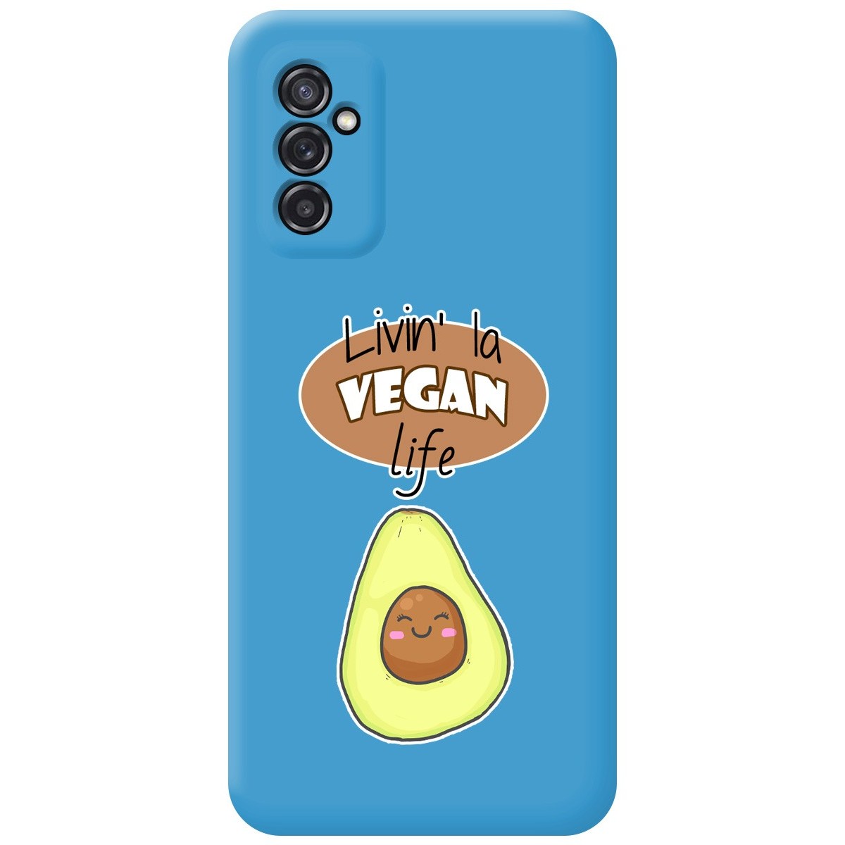 Funda Silicona Líquida Azul para Samsung Galaxy M52 5G diseño Vegan Life Dibujos