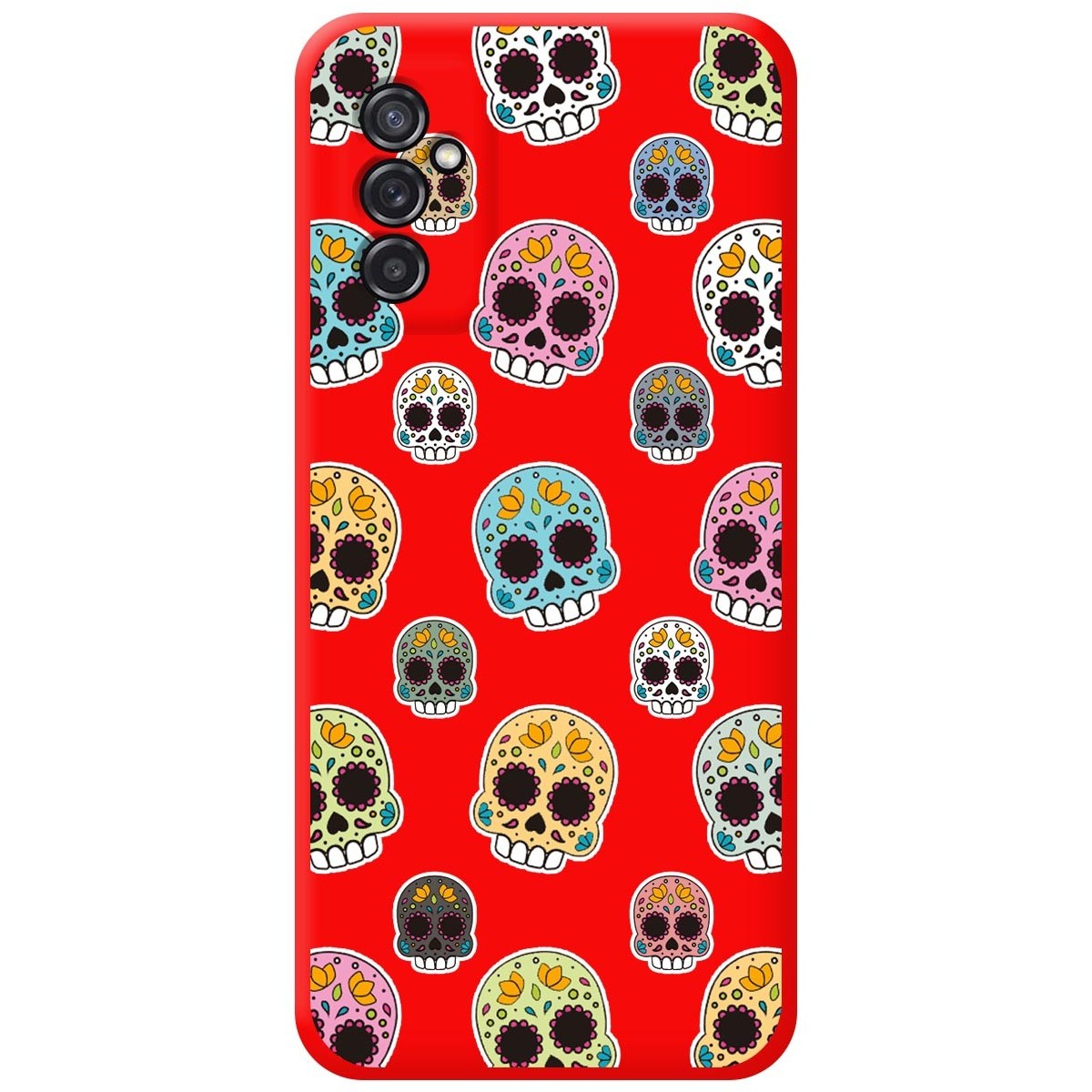 Funda Silicona Líquida Roja para Samsung Galaxy M52 5G diseño Catrina Dibujos