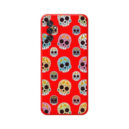Funda Silicona Líquida Roja para Samsung Galaxy M52 5G diseño Catrina Dibujos