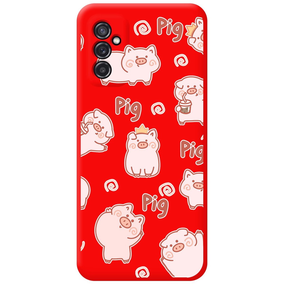 Funda Silicona Líquida Roja para Samsung Galaxy M52 5G diseño Cerdos Dibujos