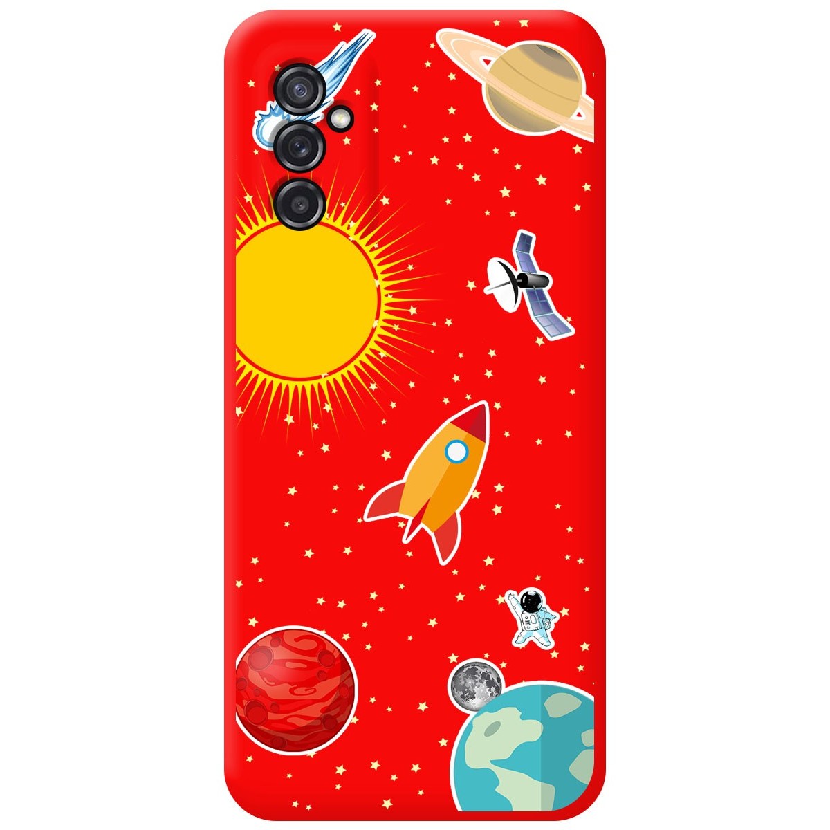 Funda Silicona Líquida Roja para Samsung Galaxy M52 5G diseño Espacio Dibujos