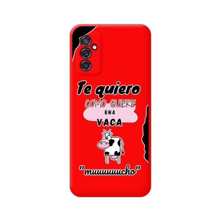 Funda Silicona Líquida Roja para Samsung Galaxy M52 5G diseño Vaca Dibujos