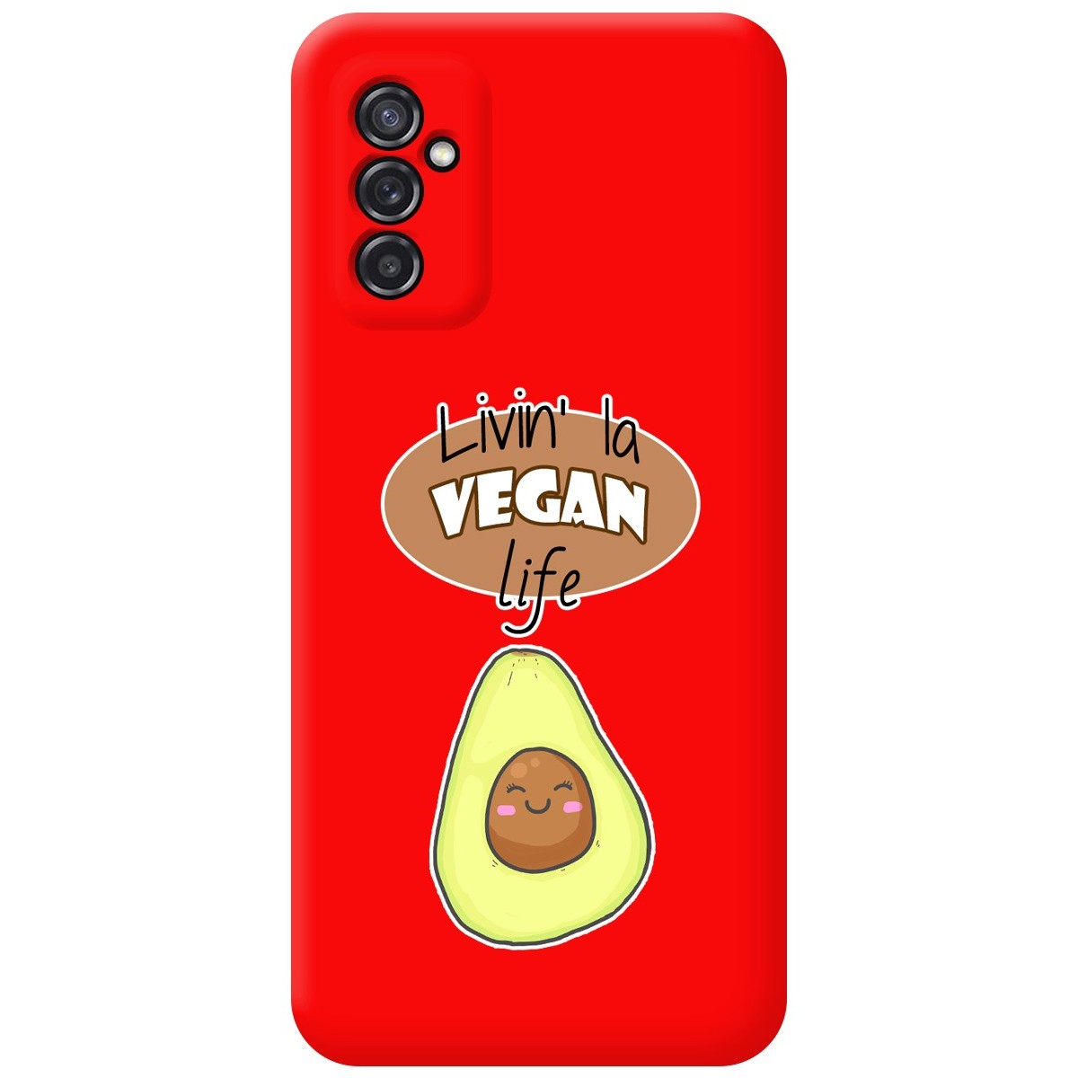 Funda Silicona Líquida Roja para Samsung Galaxy M52 5G diseño Vegan Life Dibujos