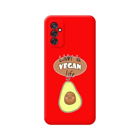 Funda Silicona Líquida Roja para Samsung Galaxy M52 5G diseño Vegan Life Dibujos