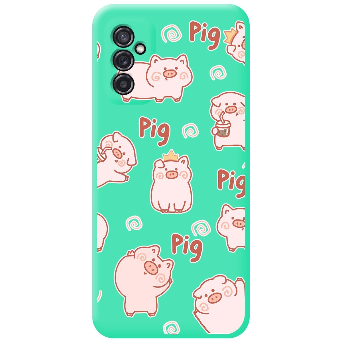 Funda Silicona Líquida Verde para Samsung Galaxy M52 5G diseño Cerdos Dibujos