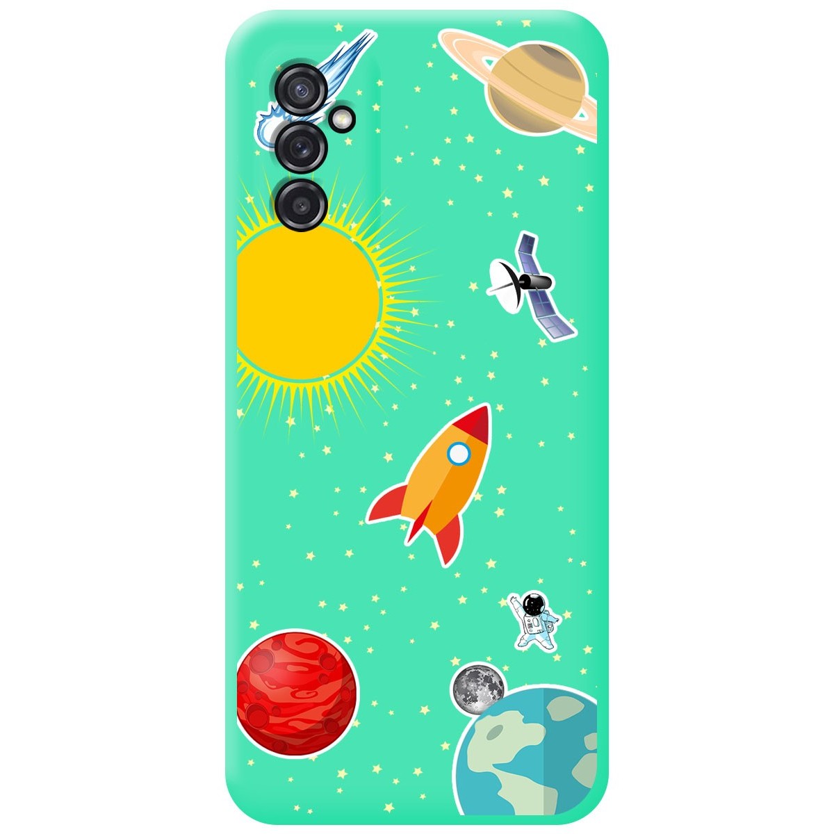 Funda Silicona Líquida Verde para Samsung Galaxy M52 5G diseño Espacio Dibujos