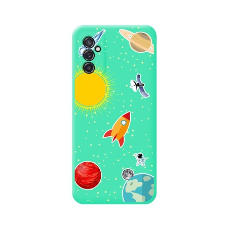 Funda Silicona Líquida Verde para Samsung Galaxy M52 5G diseño Espacio Dibujos