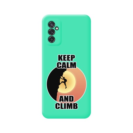 Funda Silicona Líquida Verde para Samsung Galaxy M52 5G diseño Hombre Escalada Dibujos