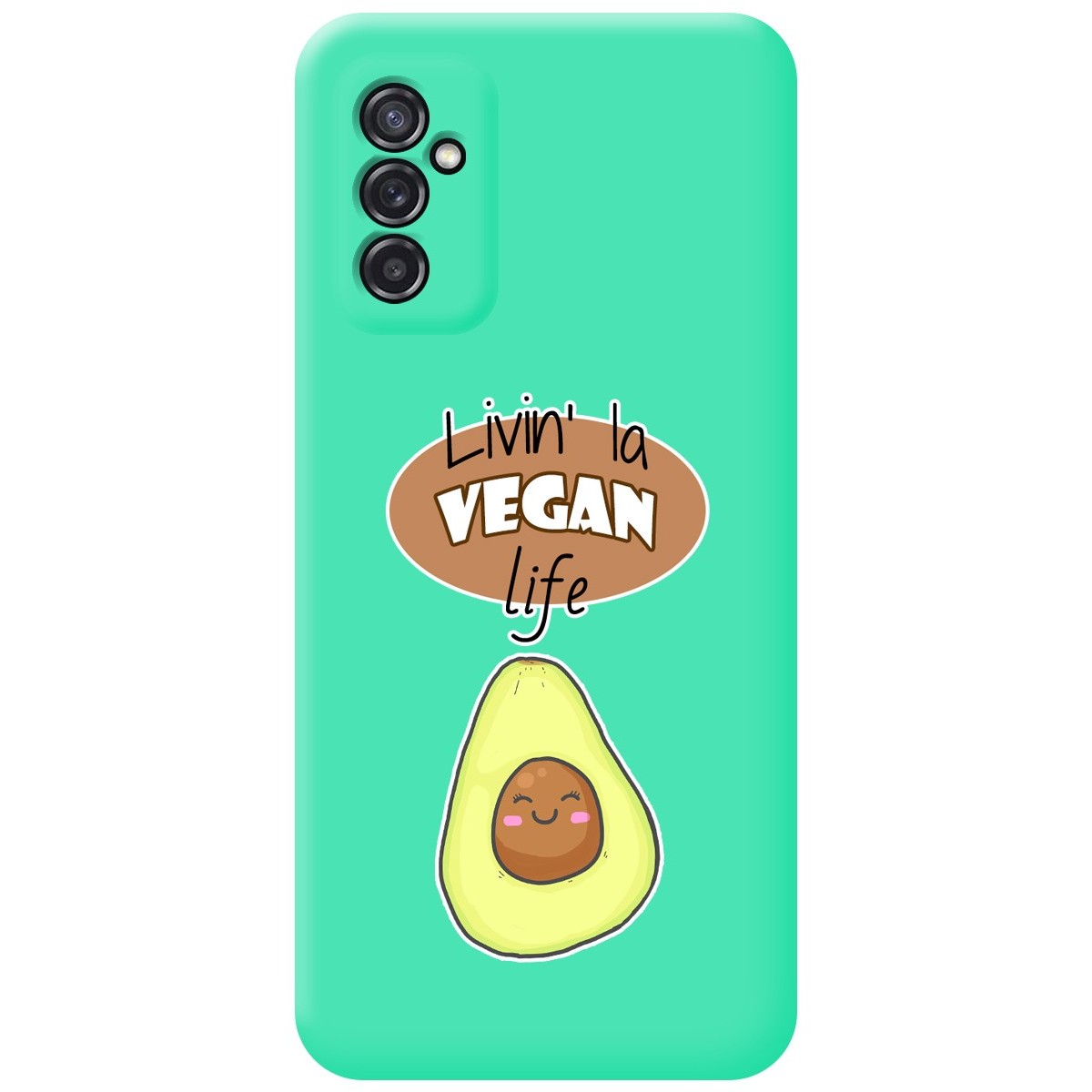 Funda Silicona Líquida Verde para Samsung Galaxy M52 5G diseño Vegan Life Dibujos
