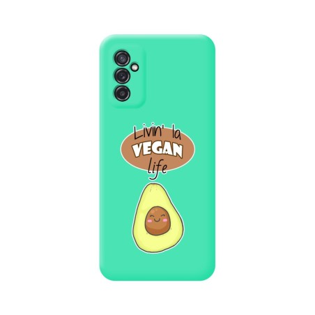 Funda Silicona Líquida Verde para Samsung Galaxy M52 5G diseño Vegan Life Dibujos