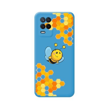 Funda Silicona Líquida Azul para Realme 8 5G / Narzo 30 5G diseño Abeja Dibujos