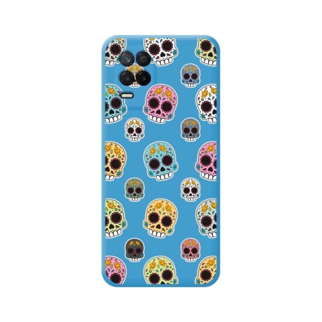 Funda Silicona Líquida Azul para Realme 8 5G / Narzo 30 5G diseño Catrina Dibujos