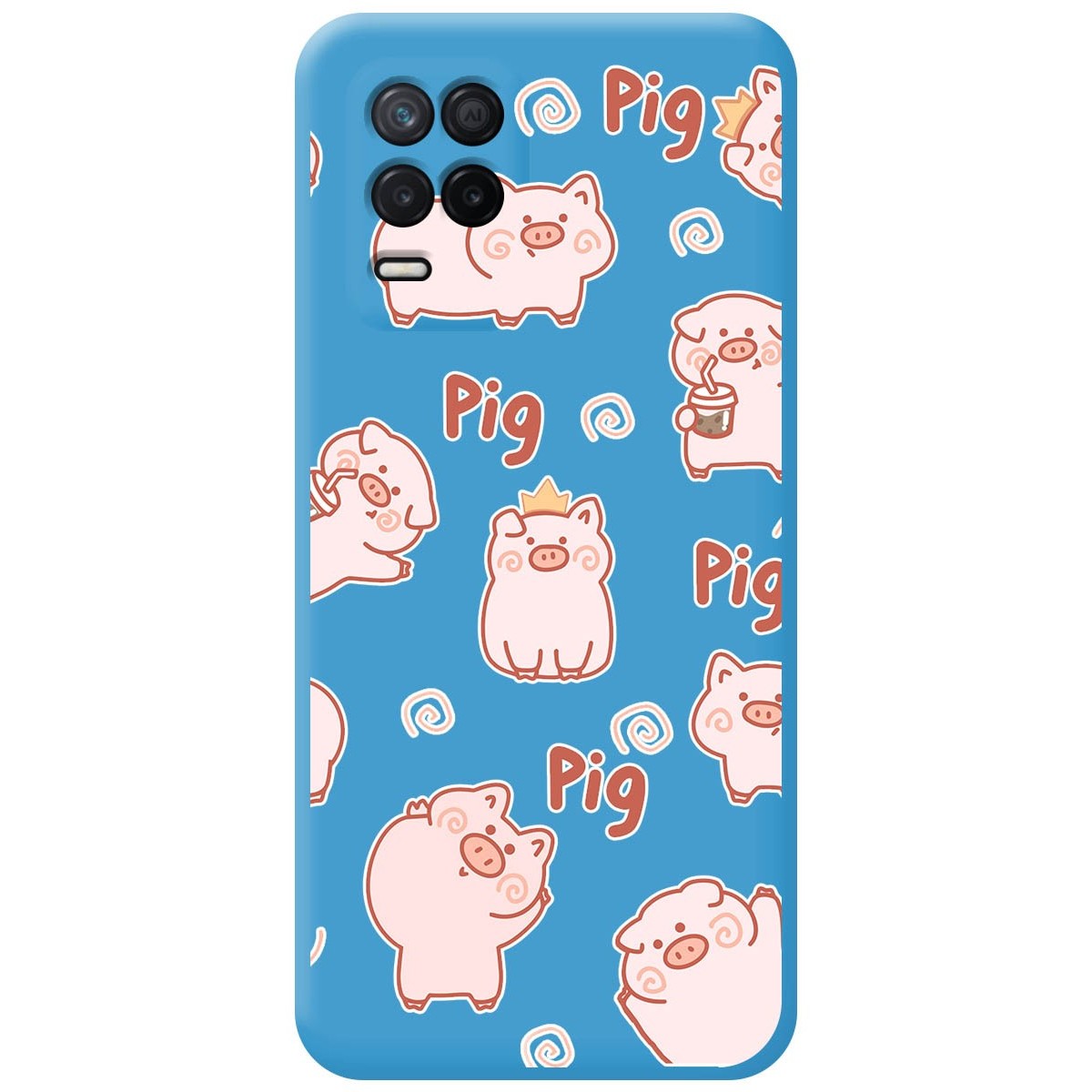 Funda Silicona Líquida Azul para Realme 8 5G / Narzo 30 5G diseño Cerdos Dibujos