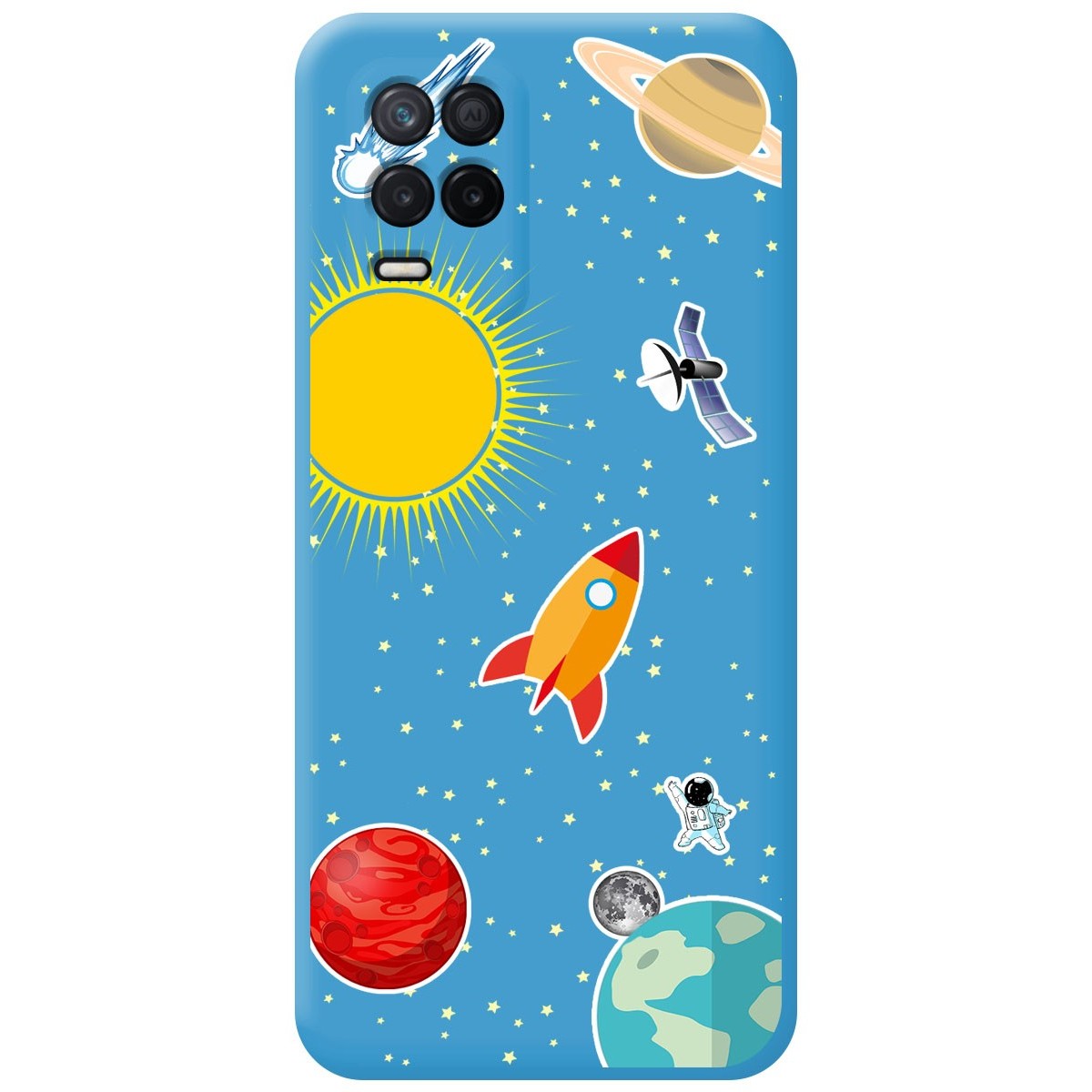Funda Silicona Líquida Azul para Realme 8 5G / Narzo 30 5G diseño Espacio Dibujos
