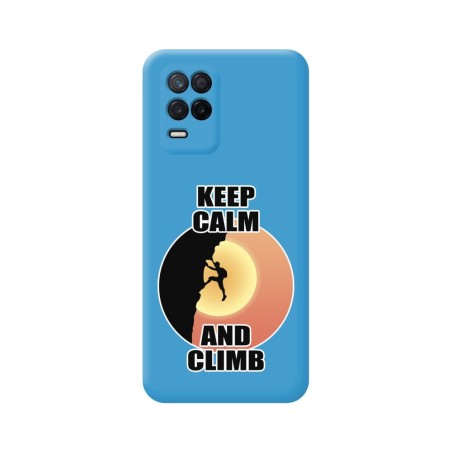 Funda Silicona Líquida Azul para Realme 8 5G / Narzo 30 5G diseño Hombre Escalada Dibujos