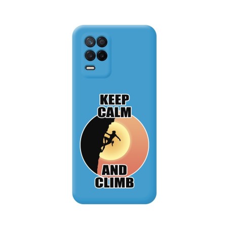 Funda Silicona Líquida Azul para Realme 8 5G / Narzo 30 5G diseño Mujer Escalada Dibujos