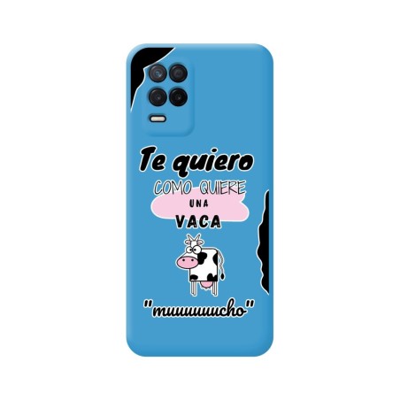 Funda Silicona Líquida Azul para Realme 8 5G / Narzo 30 5G diseño Vaca Dibujos