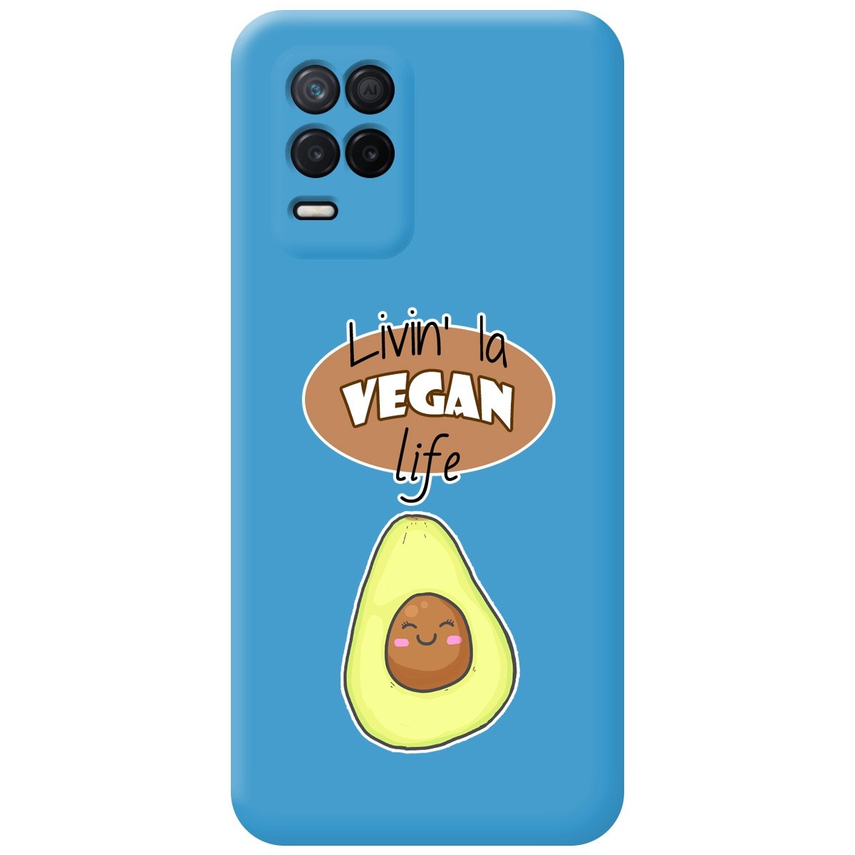 Funda Silicona Líquida Azul para Realme 8 5G / Narzo 30 5G diseño Vegan Life Dibujos