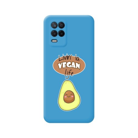 Funda Silicona Líquida Azul para Realme 8 5G / Narzo 30 5G diseño Vegan Life Dibujos