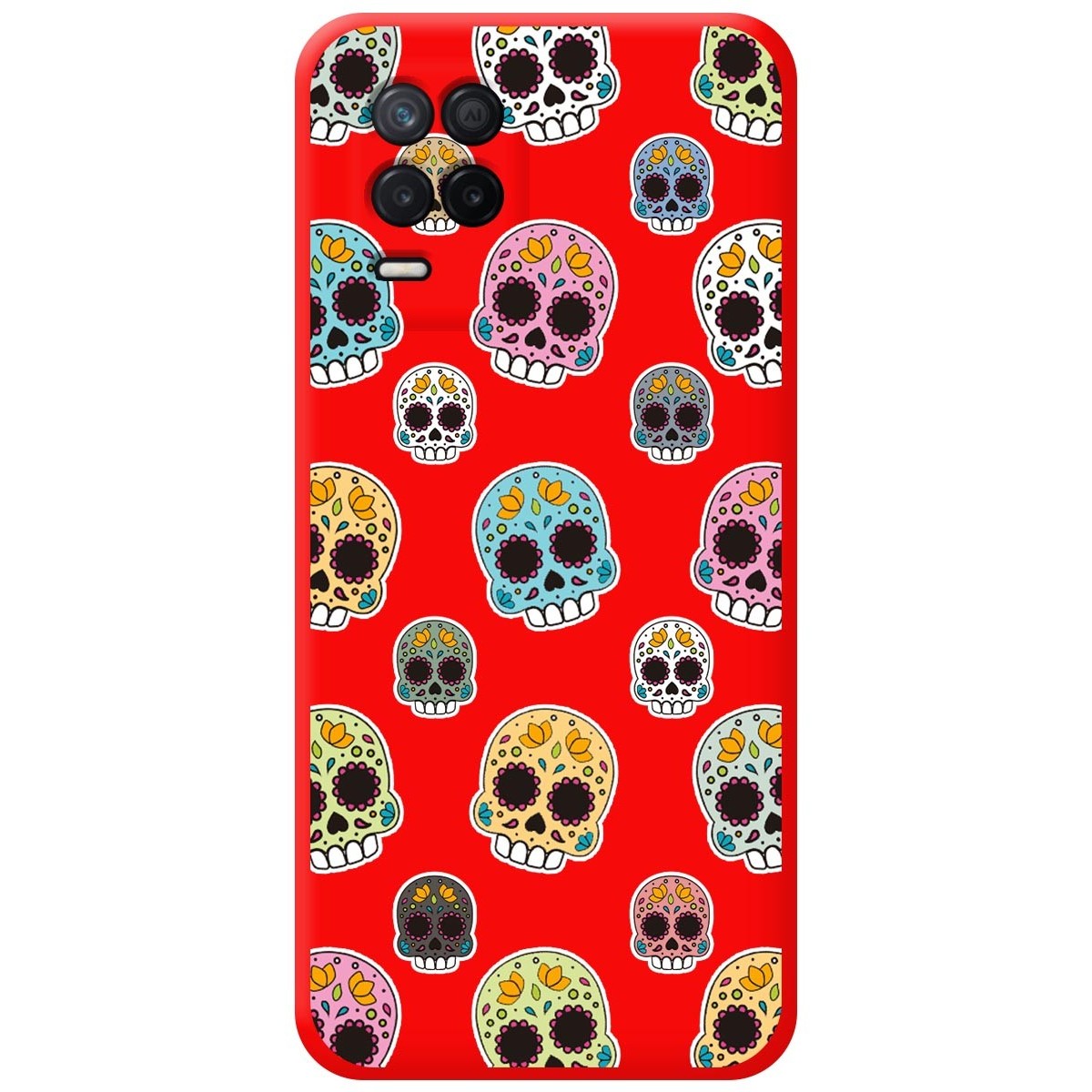 Funda Silicona Líquida Roja para Realme 8 4G / 8 Pro diseño Catrina Dibujos