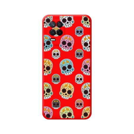 Funda Silicona Líquida Roja para Realme 8 4G / 8 Pro diseño Catrina Dibujos