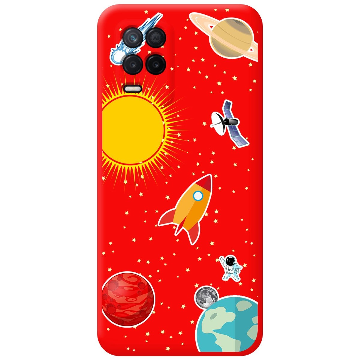 Funda Silicona Líquida Roja para Realme 8 4G / 8 Pro diseño Espacio Dibujos