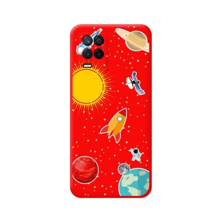 Funda Silicona Líquida Roja para Realme 8 4G / 8 Pro diseño Espacio Dibujos