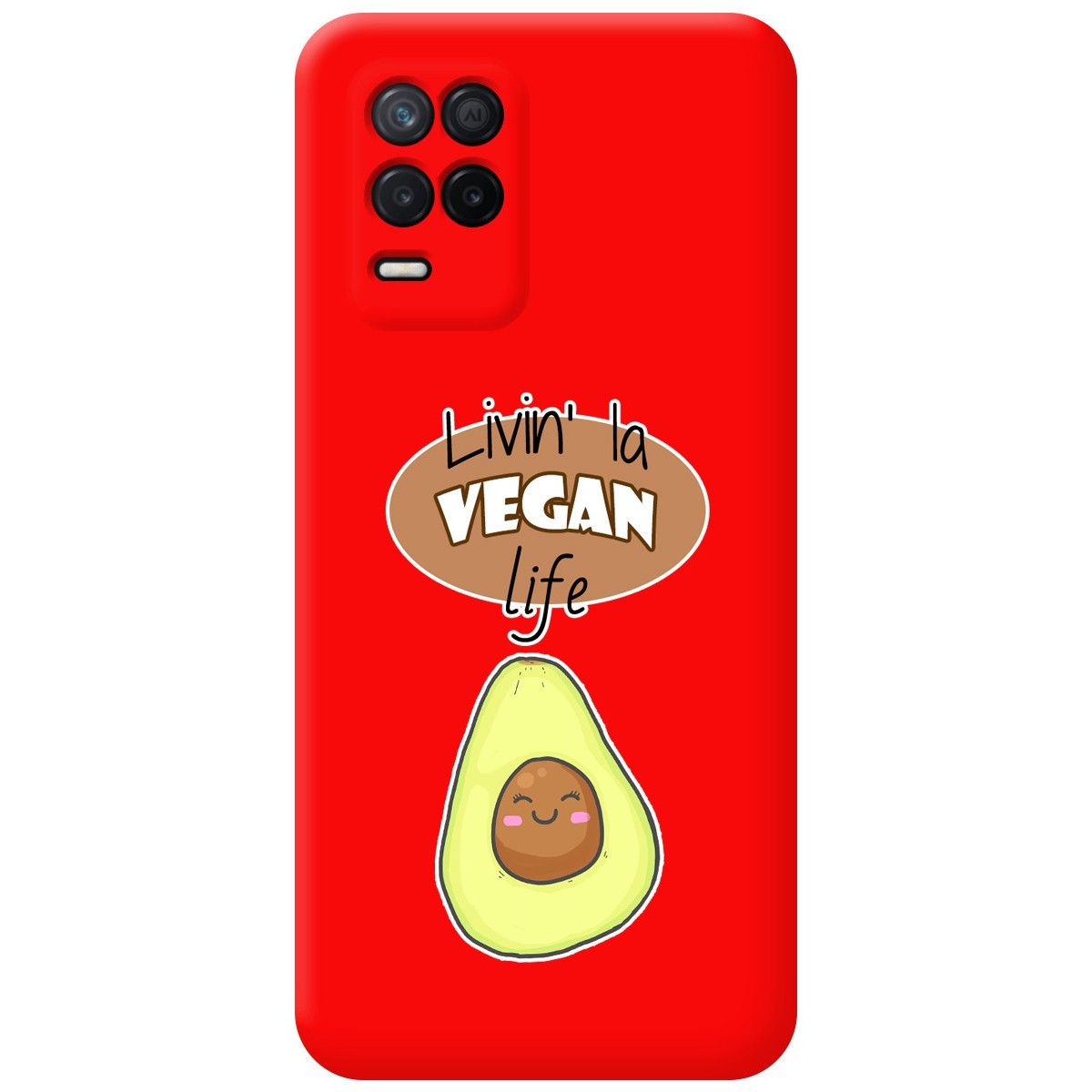 Funda Silicona Líquida Roja para Realme 8 4G / 8 Pro diseño Vegan Life Dibujos
