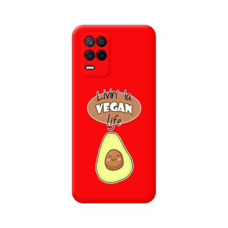 Funda Silicona Líquida Roja para Realme 8 4G / 8 Pro diseño Vegan Life Dibujos